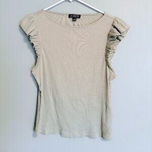 J. Crew Vintage Rib Ruffle Tank Top in Light Green